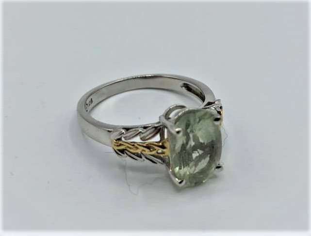 18K White with Yellow Gold Accent Ring Aquamarine Stone (1 of 4)