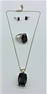 Sterling Silver 925 Black Onyx Necklace, Ring, Earrings