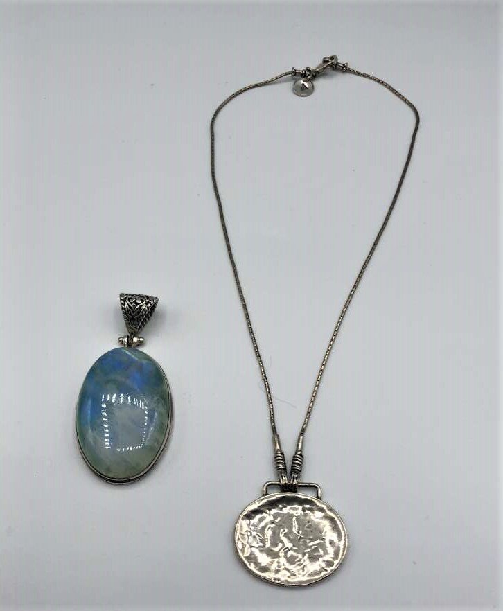 Two Assorted Sterling 925 Necklace & Opaline Pendant (1 of 9)