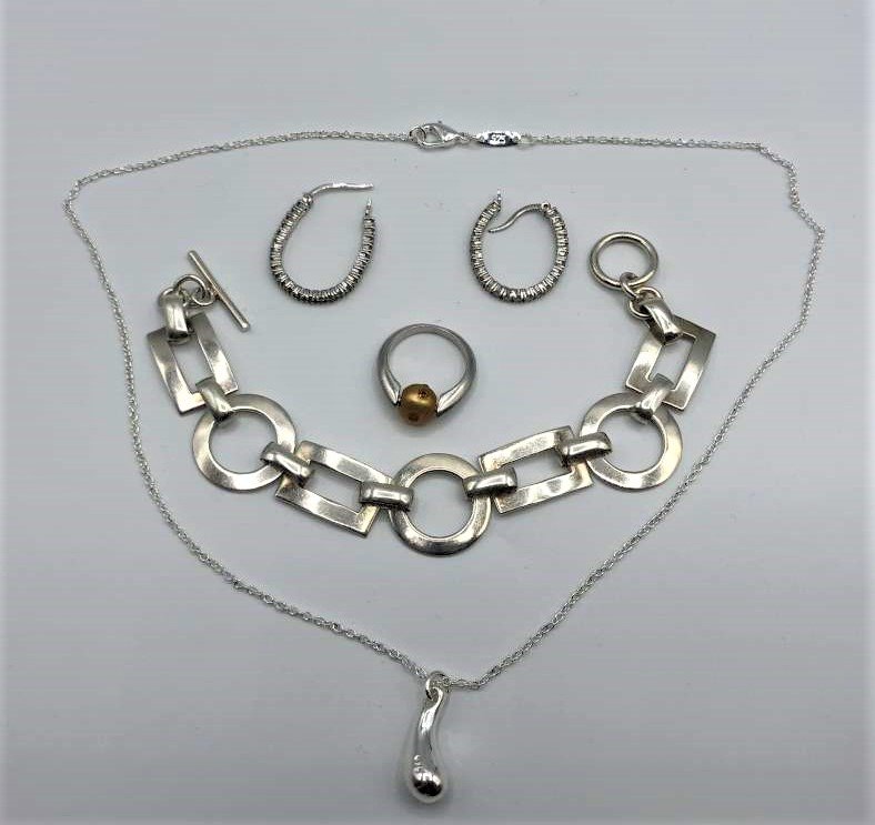 Sterling Assorted: Necklace, Ring, Earrings, Bracelet (1 of 6)