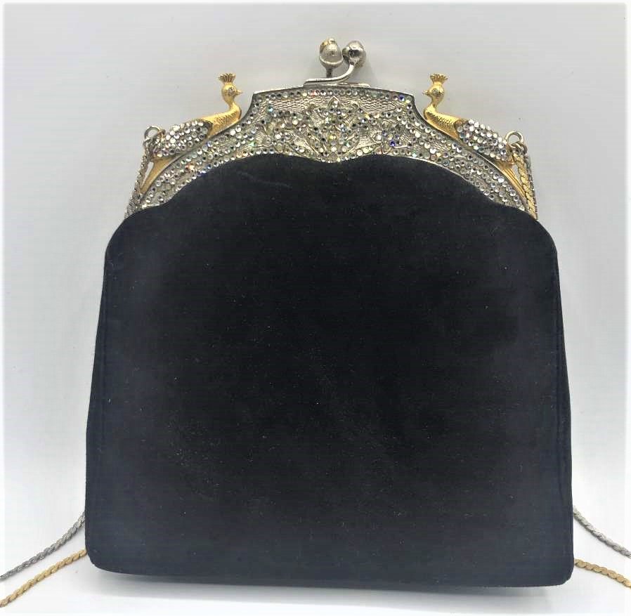 JUDITH LEIBER Exquisite Black Evening Bag with Peacocks (1 of 12)