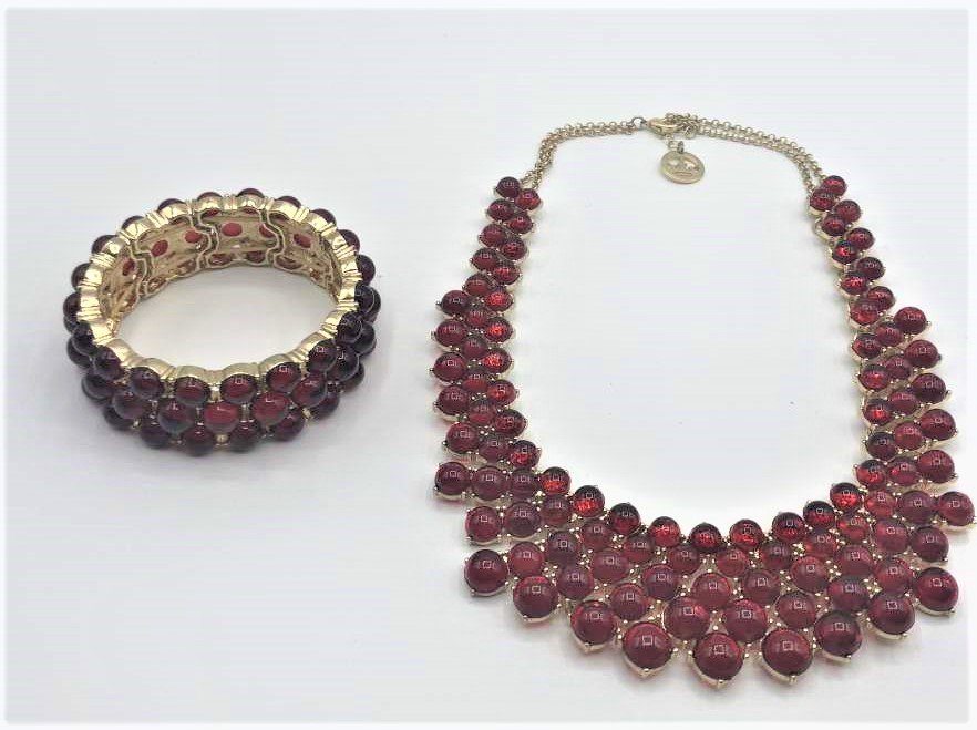 2 Pc. TRAFARI Set Red Beaded Necklace and Bead Bracelet (1 of 5)