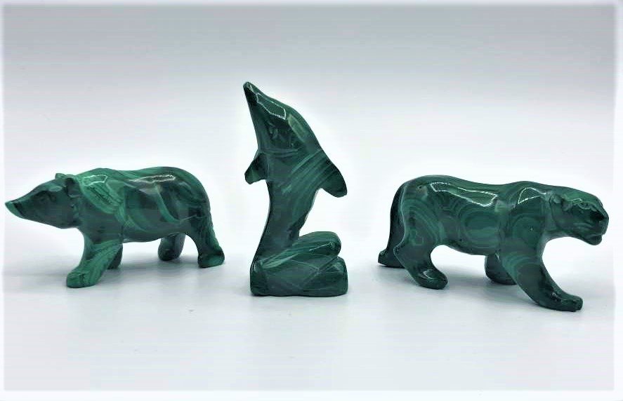 Three [3] Green Malachite Animal Figures (1 of 4)