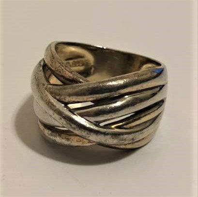 Sterling Silver Man's Woven Design Ring Size 9.25 (1 of 4)