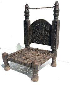 18th C. Teakwood Tribal Chair in All Original Condition