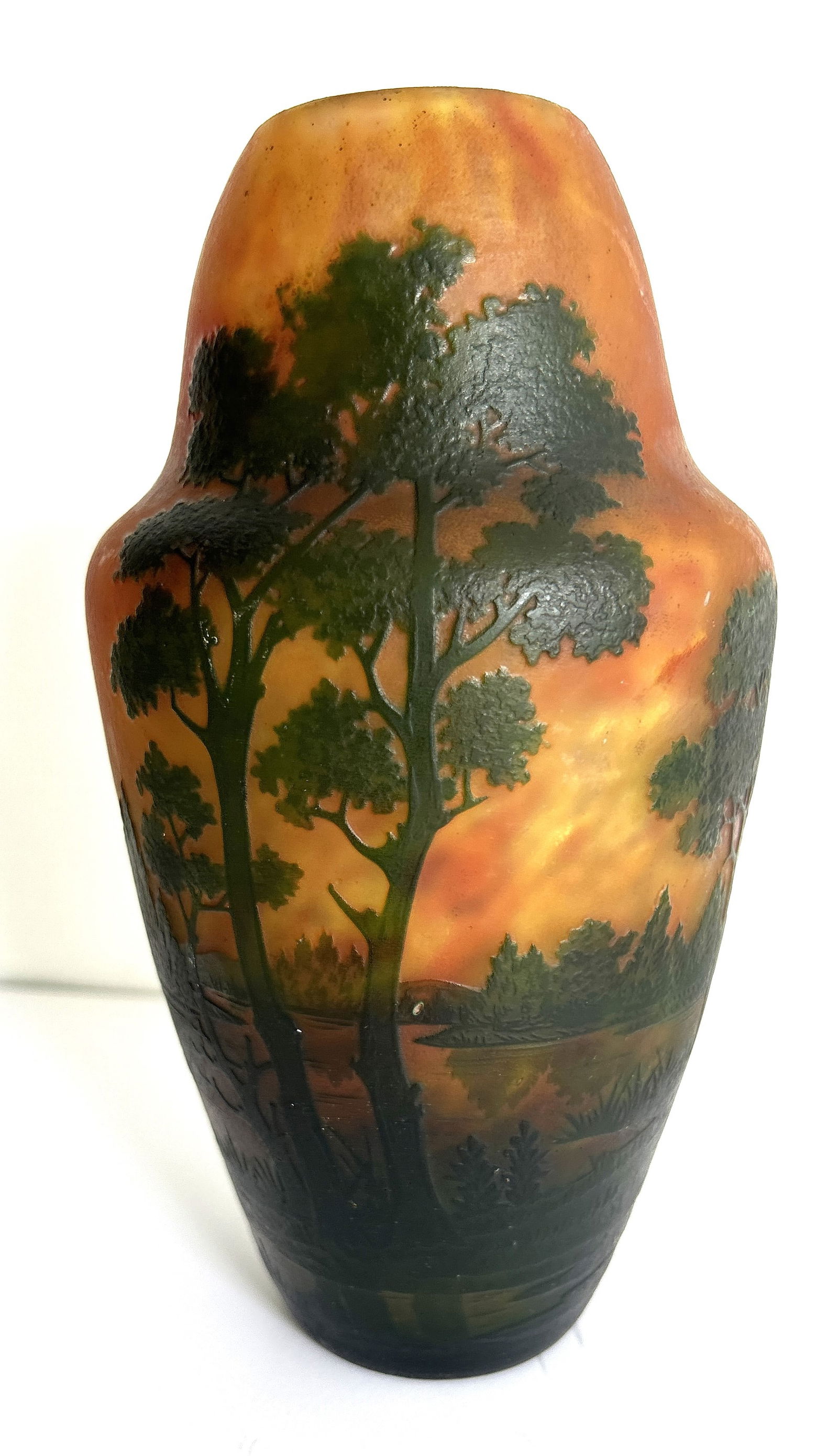 Super Quality Signed DAUMN NANCY Cameo Art Glass Vase Landscape (1 of 10)