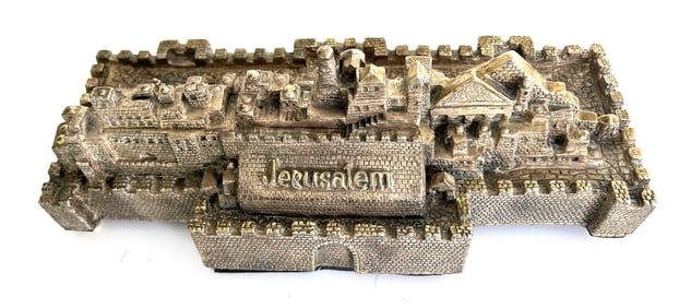 .925 STERLING SILVER Menorah JERUSALEM & WESTERN WALL Hanukkian Lamp 11 inches