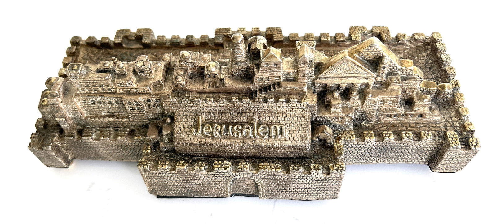 .925 STERLING SILVER Menorah JERUSALEM & WESTERN WALL Hanukkian Lamp 11 inches (1 of 13)