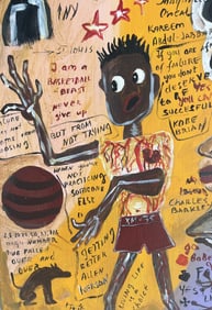 SAMO , Jean Michel Basquiat, attributed, NYC Graffiti Art - "Forget Yesterday.." Oil Painting