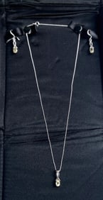 .925 Sterling Silver with Citrine Necklace and Earrings Set in Case