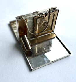 Gold and Silver Tone Cosmetic / Money Case Purse 4 in. x 3 in. x 1 in.