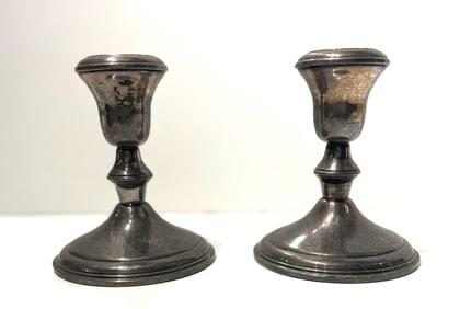 Pair Lord Silver STERLING SILVER Weighted Candlesticks - no dents - 4.5 in. height