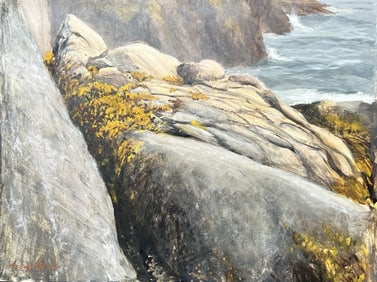 ROBERT ANGELOCH 1922-2011 Woodstock NY - LOW TIDE Oil on Board Painting