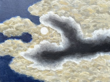 ROBERT ANGELOCH 1922-2011 Woodstock NY - MOONLIT CLOUDS Oil on Canvas Painting