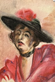 Robert Henry Angeloch Double-Sided Watercolor Painting Portraits of a Woman 1947
