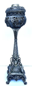 Rare Antique Victorian Renaissance SILVER PLATE Banquet Lamp Base QUALITY