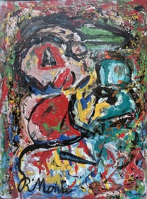Rocco Monticolo, R Monti, 1931-2022,  Abstract Composition Oil Painting on Canvas