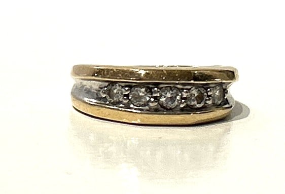14K GOLD with DIAMONDS Anniversary Band Ring Size 7, 3.1 dwt, 7/8 in. x 1/4 in. (1 of 5)