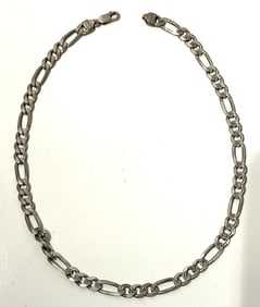.925 Sterling Silver Italy Figaro Men's Chain Necklace 20 in. x 3/8 in. ; Weighs 48 grams