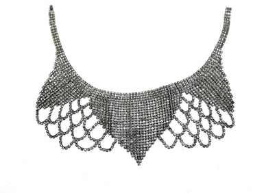 Vintage Rhinestone Collar Necklace 17 1/2 in. x 3 7/8 in.