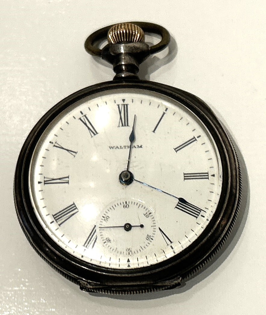 Sterling Silver Case Waltham Pocket Watch C. W. C. Watch Co. Sterling 17 Jewels, not working (1 of 5)