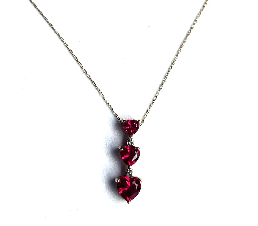 10K GOLD Pendant Rubies and Diamond Necklace on a 10K GOLD 20 in. Chain (1 of 3)