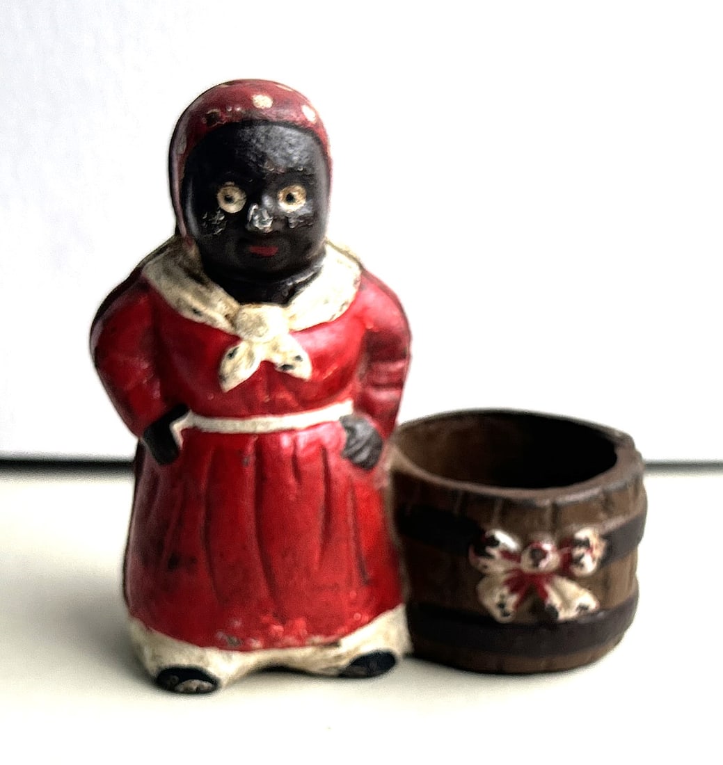 Antique Cast Iron Aunt Jemima Figural Toothpick Holder in Original Paint 3 1/2 in. x 3 1/4 in. (1 of 5)