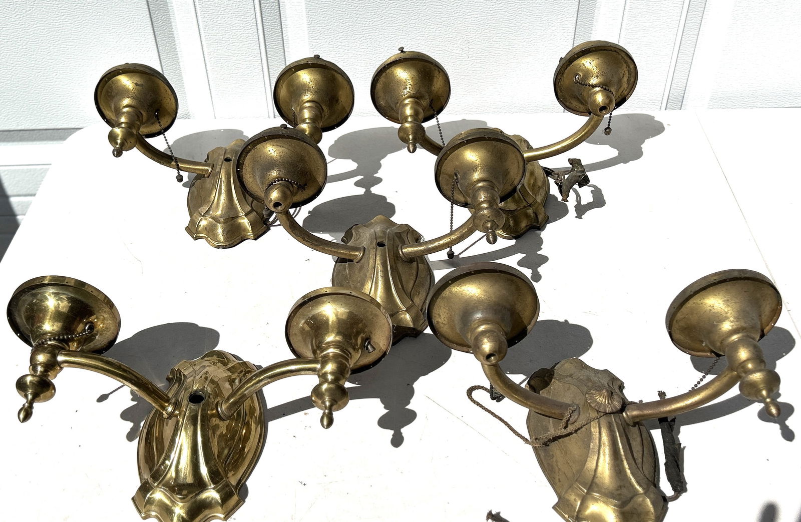 [5] Antique Brass 2-Light Electric Wall Sconces (1 of 9)