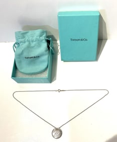 TIFFANY & CO .925 Sterling Silver Initial Pendant Necklace on Tiffany & Co .925 Sterling 18 in Chain