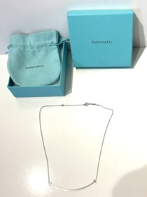 TIFFANY & CO .925 Sterling Silver  "T" SMILE Necklace on Tiffany & Co .AG 925 Sterling 18 in Chain