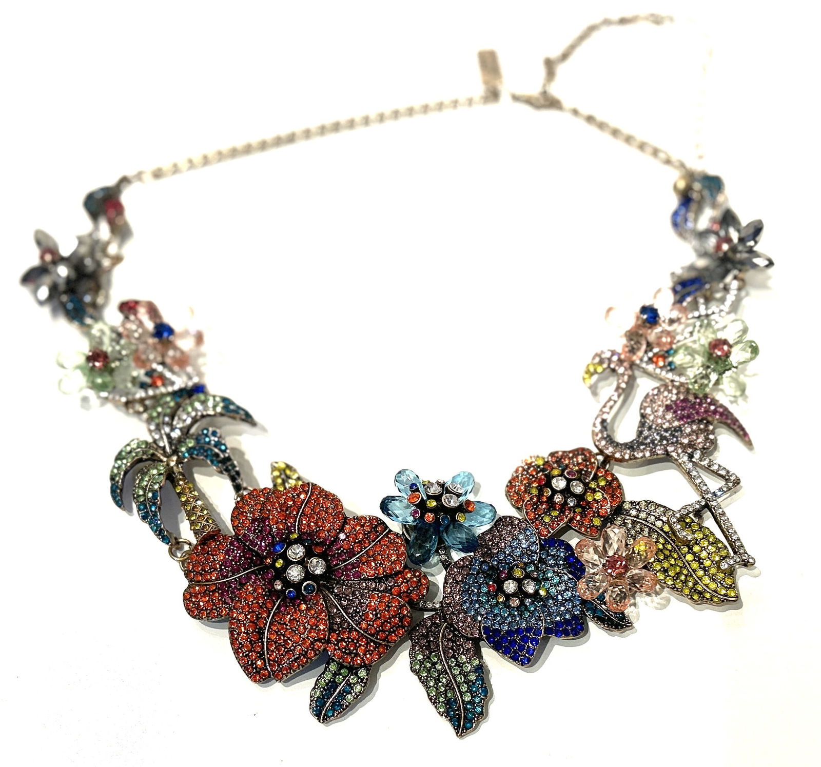 "Off Park Collection" Tropical Hawaiian Lei Flamingo "Natasha Bib" 24 in. x 4 1/2 in (1 of 9)