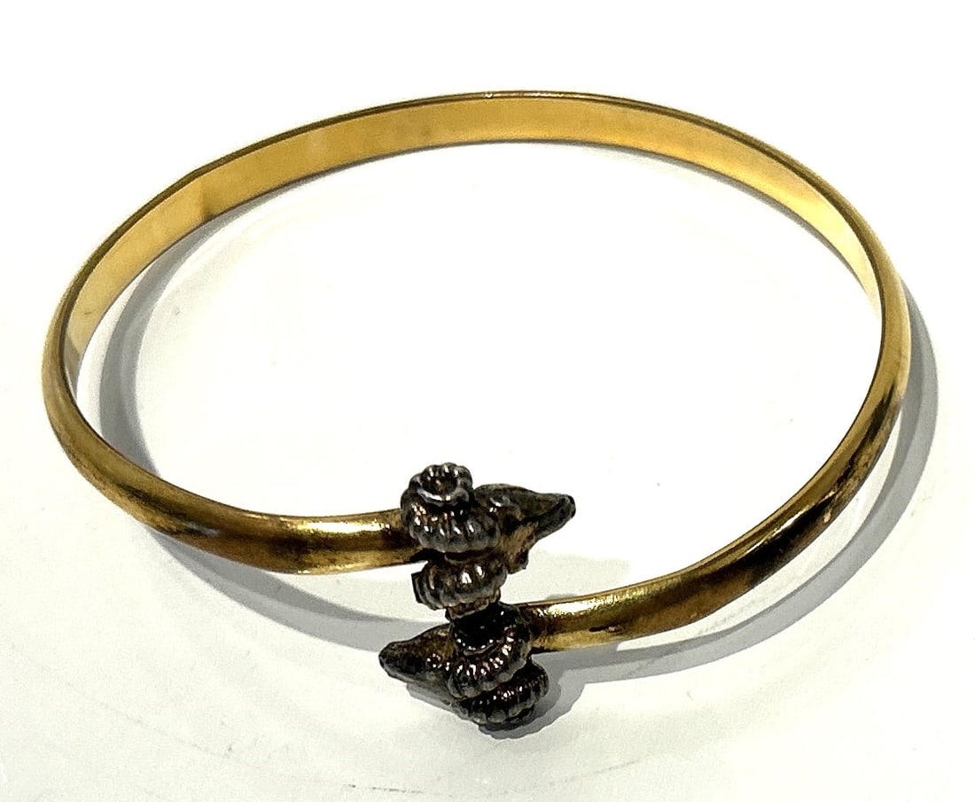 12K Gold Filled CA RAM'S HEAD Ends Cuff Bracelet 2 3/4 in. diameter (1 of 5)