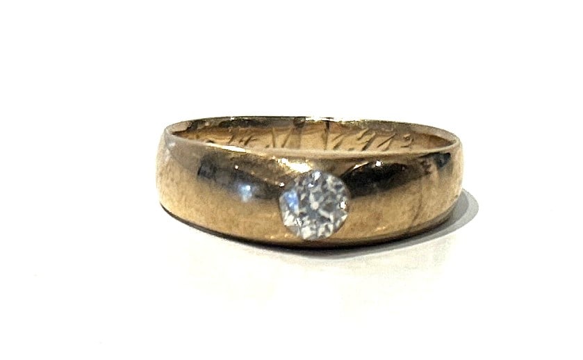 14K GOLD Men's DIAMOND Wedding Ring Size 9 , 2.8 dwt, 1 in. x 1/4 in. (1 of 5)