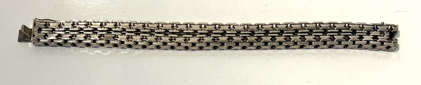 108 grams Heavy Sterling Silver Men's Double Strand Interlocking Links Bracelet 8 1/2 in. x 1/2 in. (1 of 4)