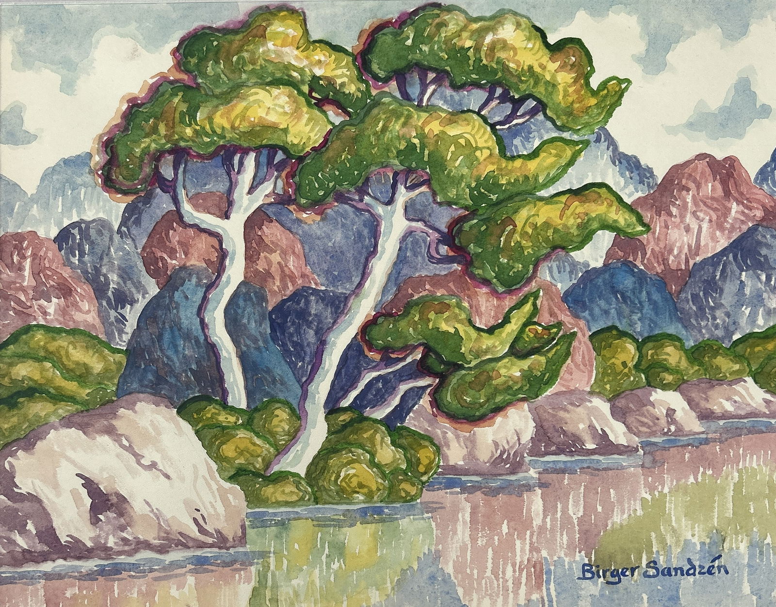 Birger Sandzen, Watercolor Painting, Western American Landscape, Signed, Framed (1 of 4)