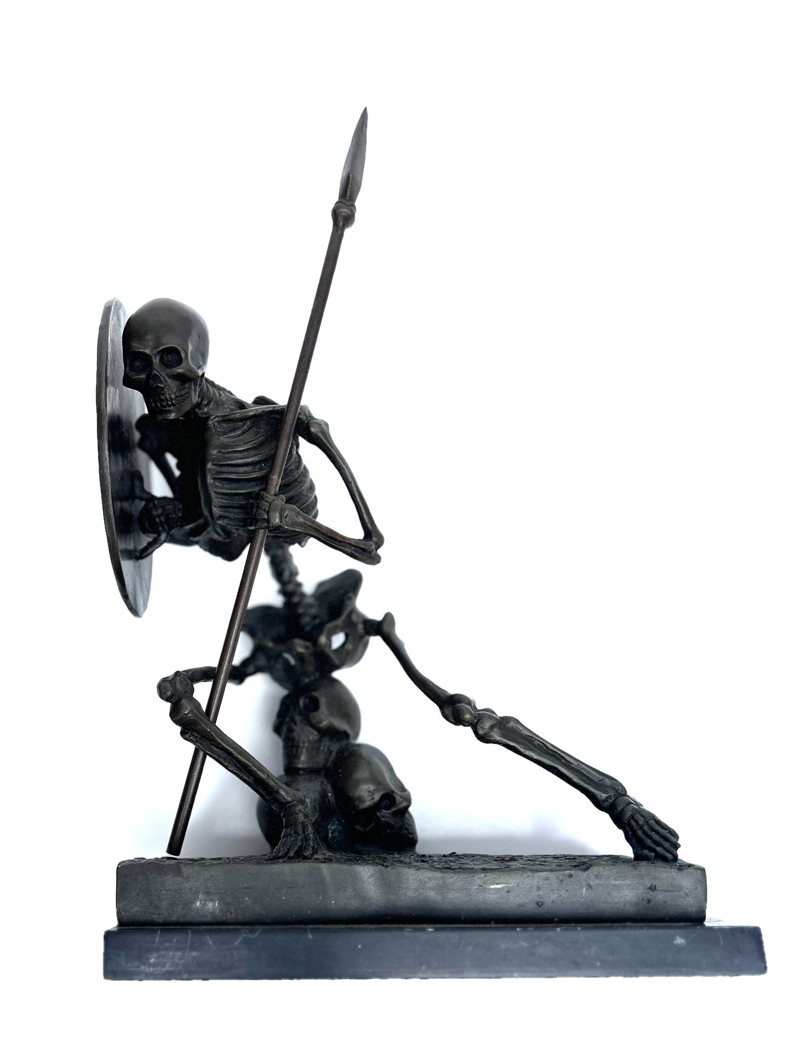 Bronze Sculpture Skeleton Warrior Figure with Shield and Spear, Good Patina, Nice Quality (1 of 7)