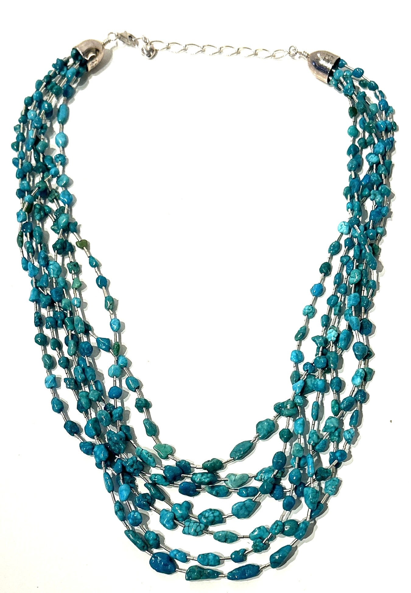 DTR, Desert Rose Jay King, .925 Sterling Silver Turquoise Beads Necklace 21 in. x 1 1/4 in. (1 of 4)