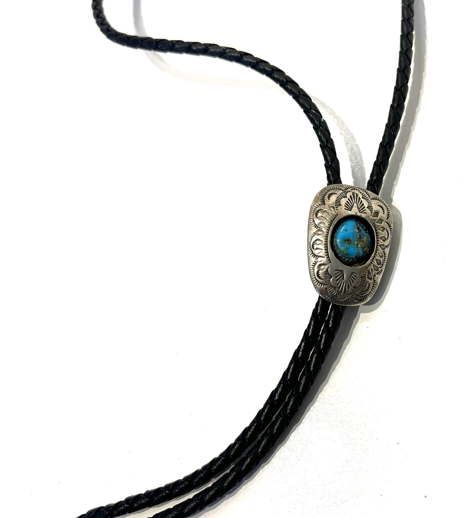 Native American Indian Navajo Sterling & Turquoise Bolo Tie and Tips (1 of 5)