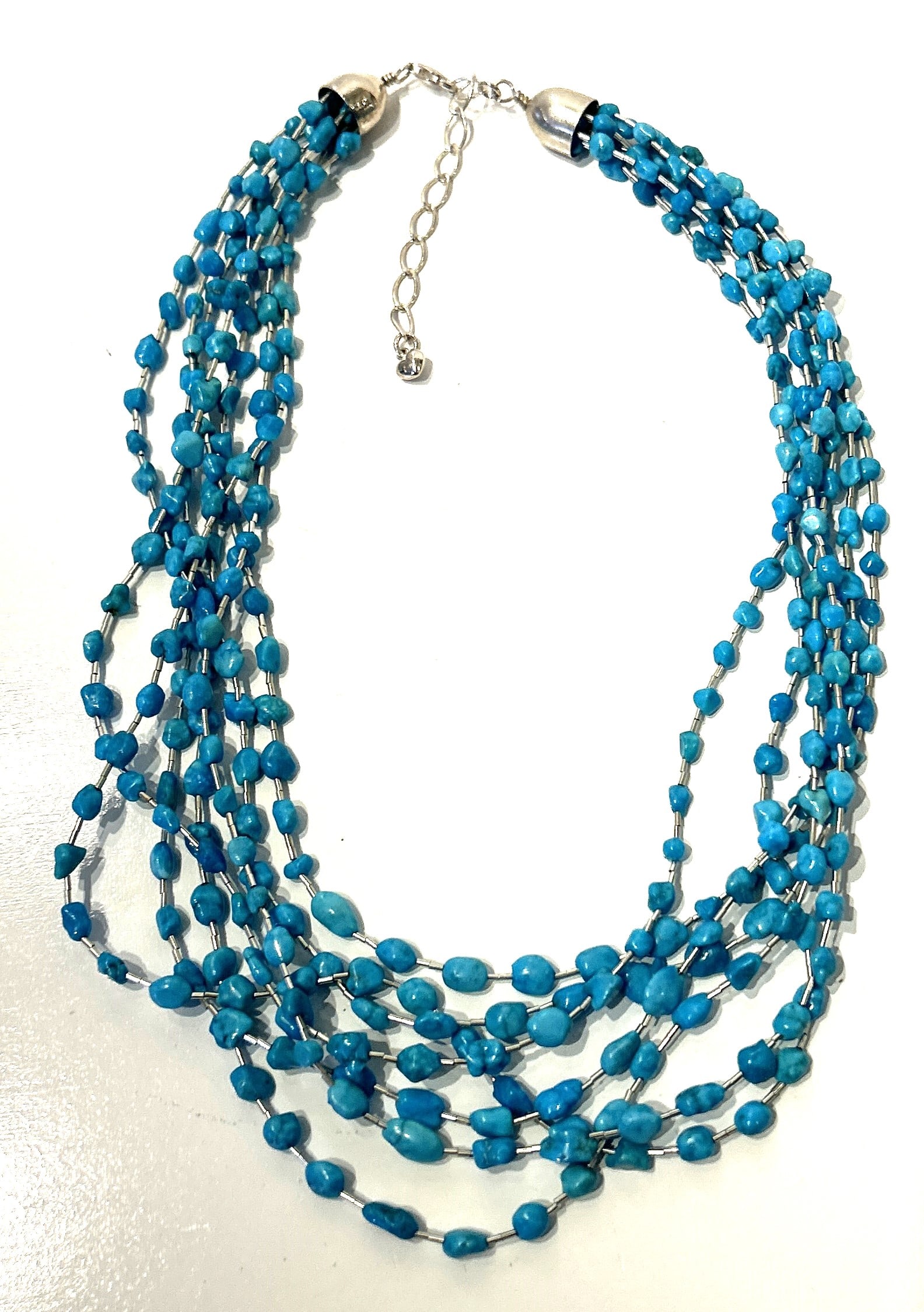 DTR Jay King Desert Rose .925 Sterling with Sleeping Beauty Turquoise Beads Necklace 21 in. (1 of 3)