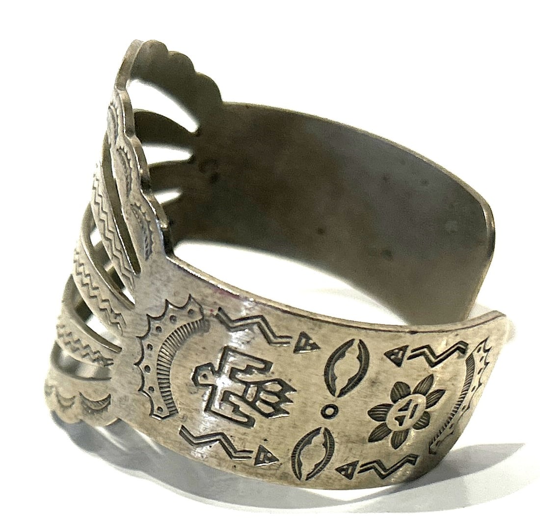 Sterling Silver with Native Hallmarks Cuff Bracelet 2 1/4 in. x 2 in. x 1 3/4 in.: Sterling Silver with Native Hallmarks Cuff Bracelet 2 1/4 in. x 2 in. x 1 3/4 in.