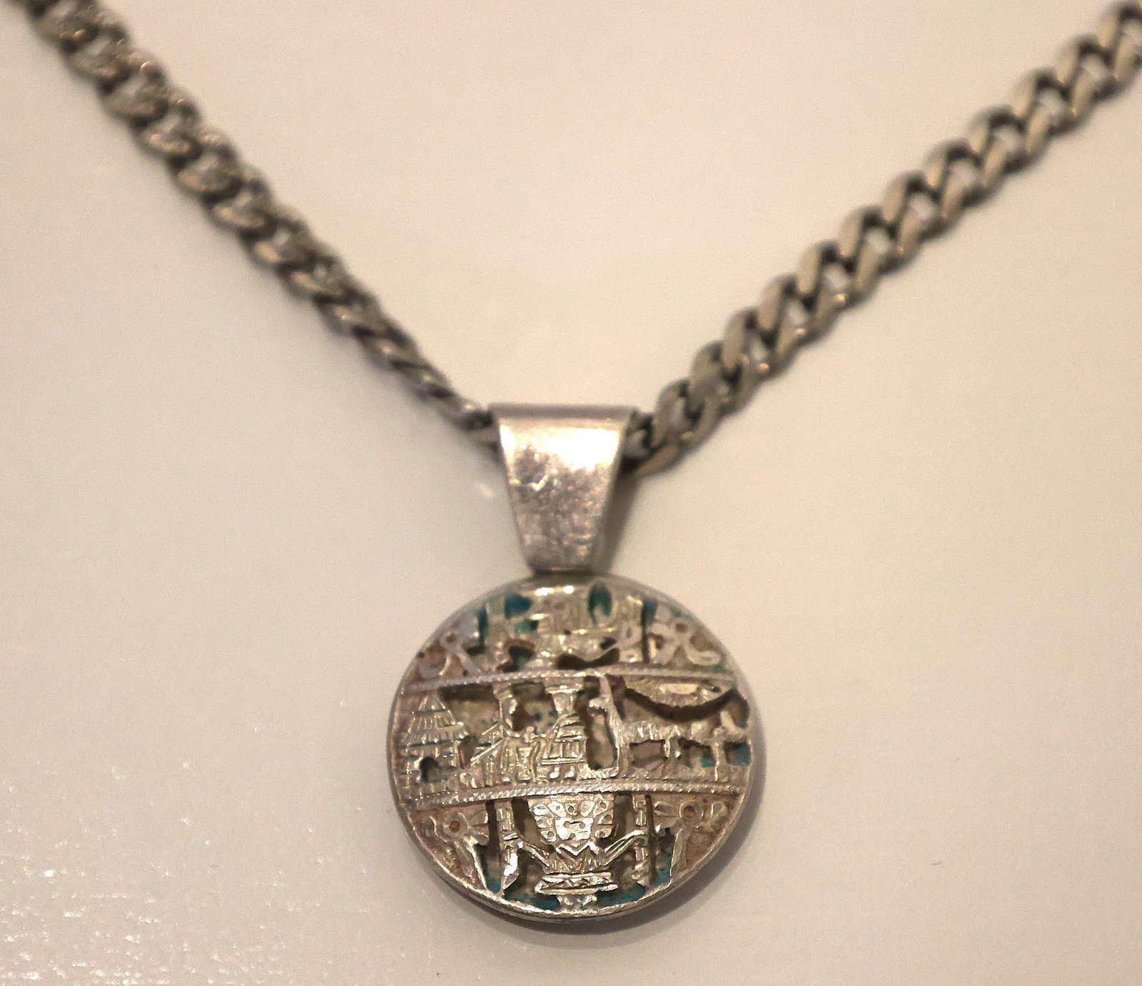 .925 Sterling Silver Heavy Curb Chain with Sterling Pendant 30 in. x 1 1/2 in. weighs 30.6 grams (1 of 5)