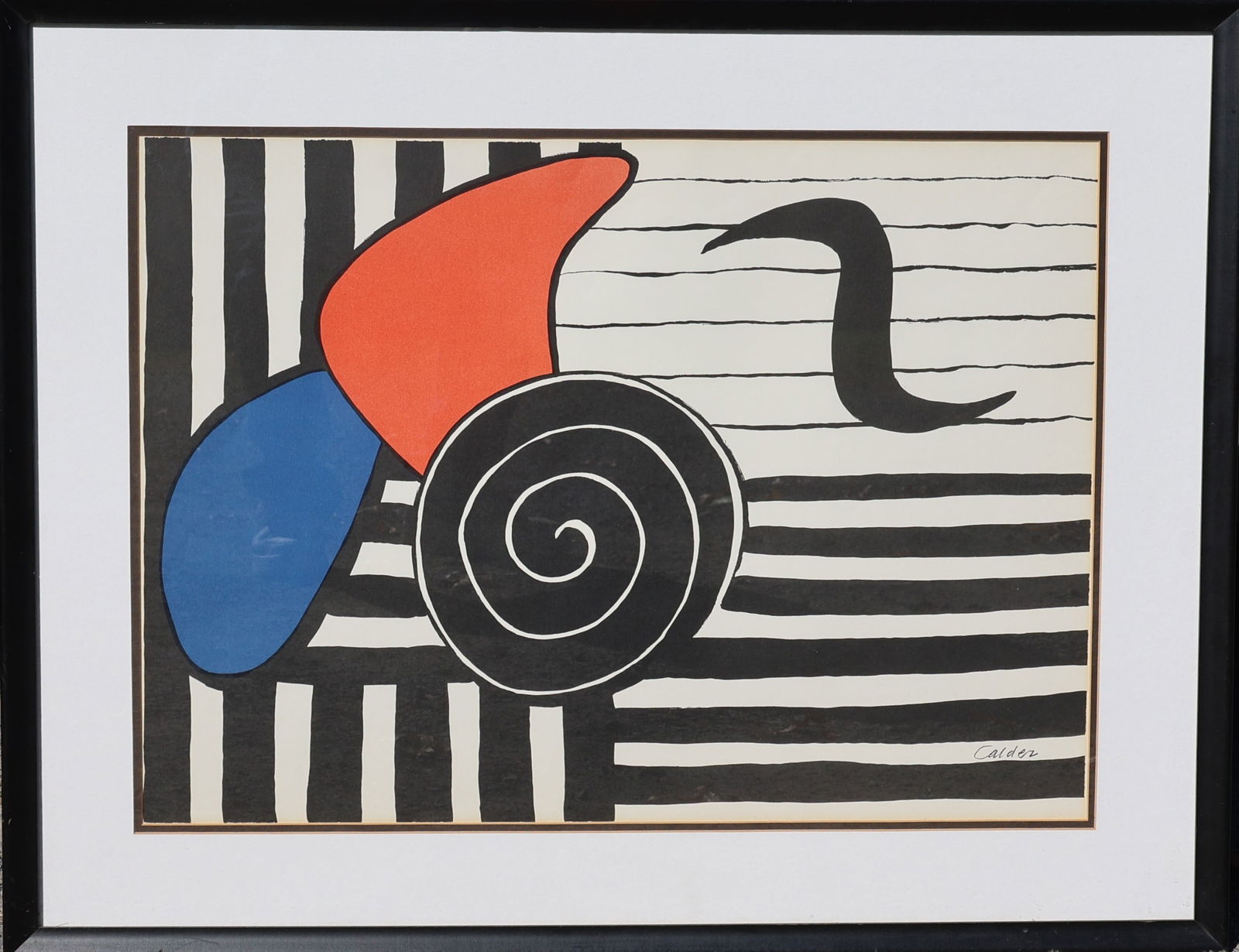 Alexander Calder, Color Lithograph, Swirls and Lines, Quality Framing, Signed (1 of 4)