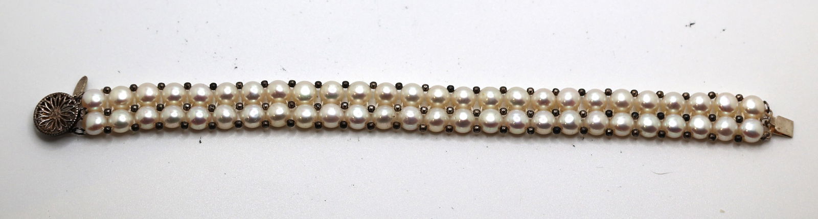 WW .925 Sterling Silver Freshwater Cultivated Pearls Bracelet 8 in. x 5/8 in. (1 of 7)
