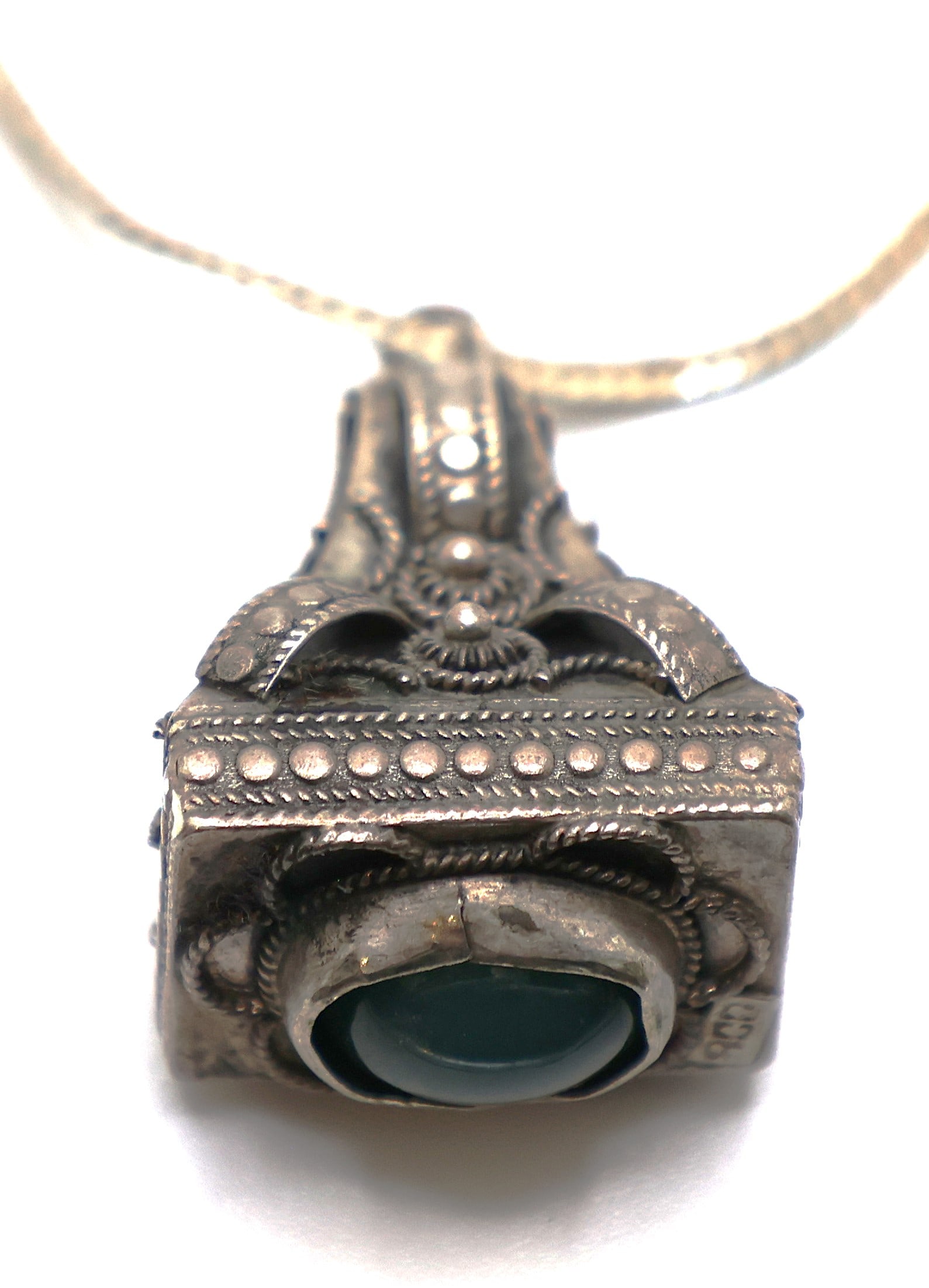 Sterling Silver Fob with Green Jade Stone Necklace on a .925 Sterling Silver 24 in. Chain (1 of 6)