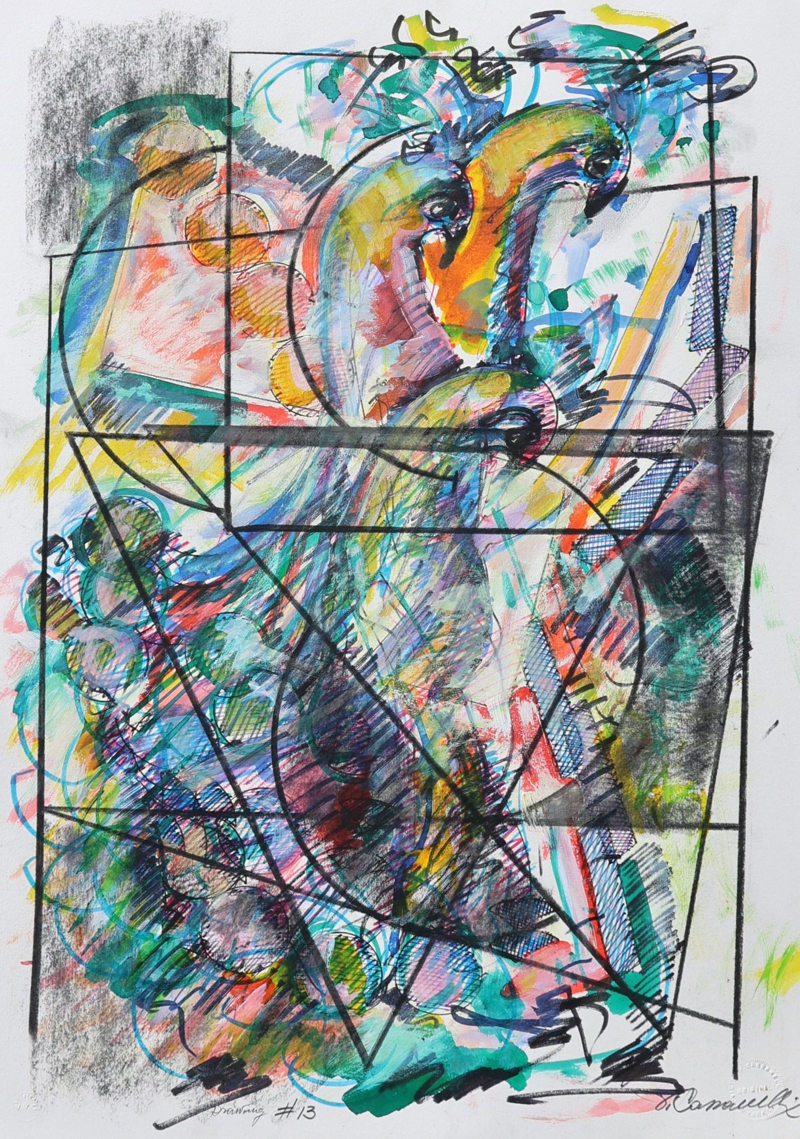 Victor Cassanelli 1920-1990 New York, 1960s, Mixed Media Titled: "Abstract Drawing #13" (1 of 4)
