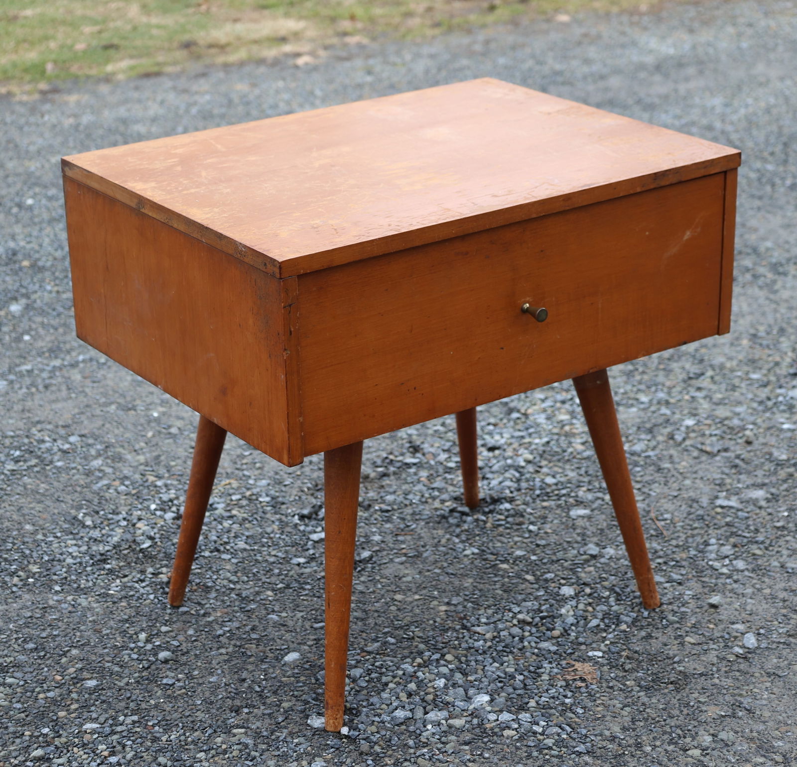 Paul McCobb, One Drawer Blond Wood Stand on Legs, Mid-Century Modern 24 inches x 18 1/2 in. (1 of 7)