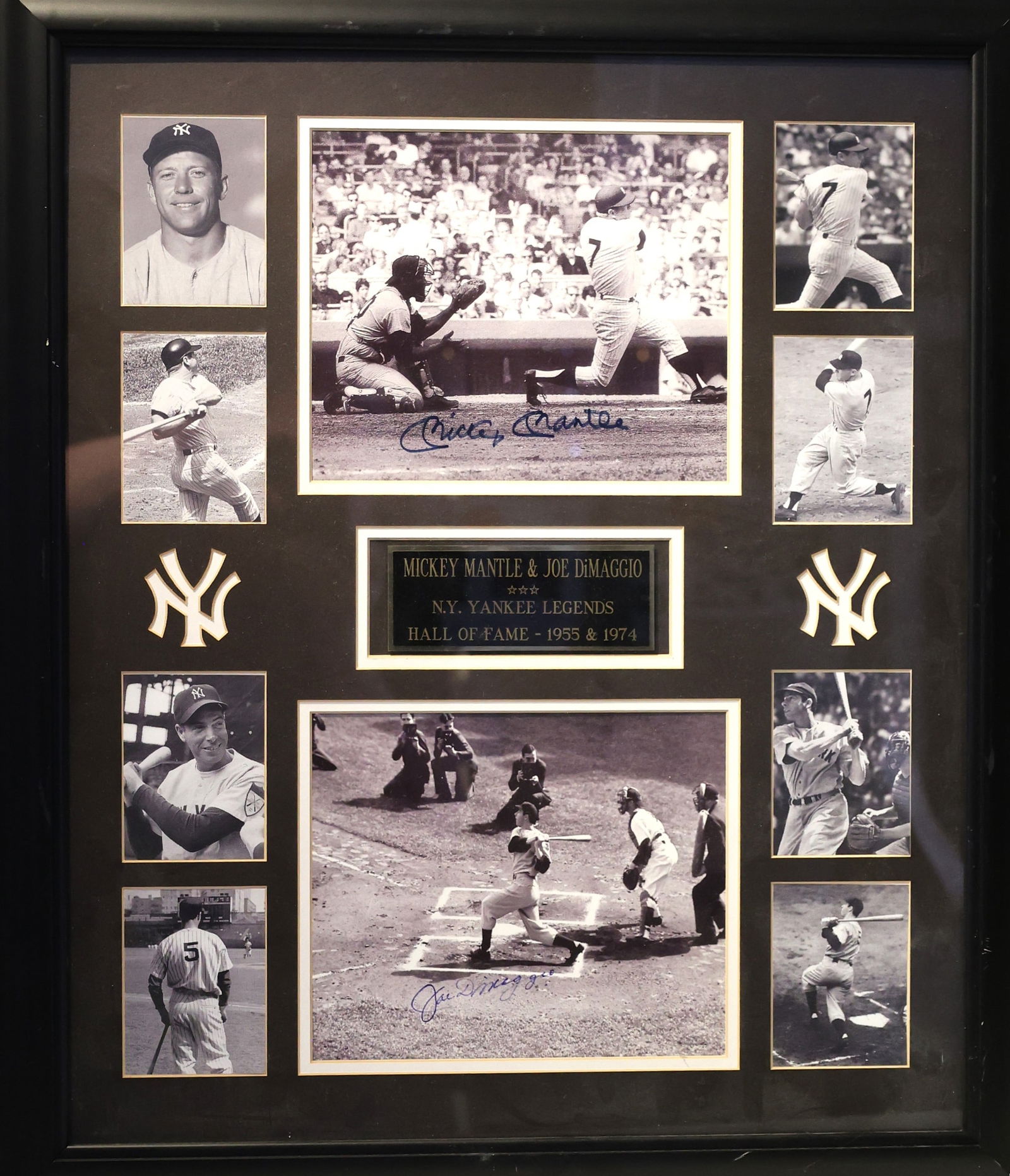 Framed Mickey Mantle & Joe DiMaggio Pictures NY Yankees Legends, Hall of Fame 1955 & 1974 (1 of 11)