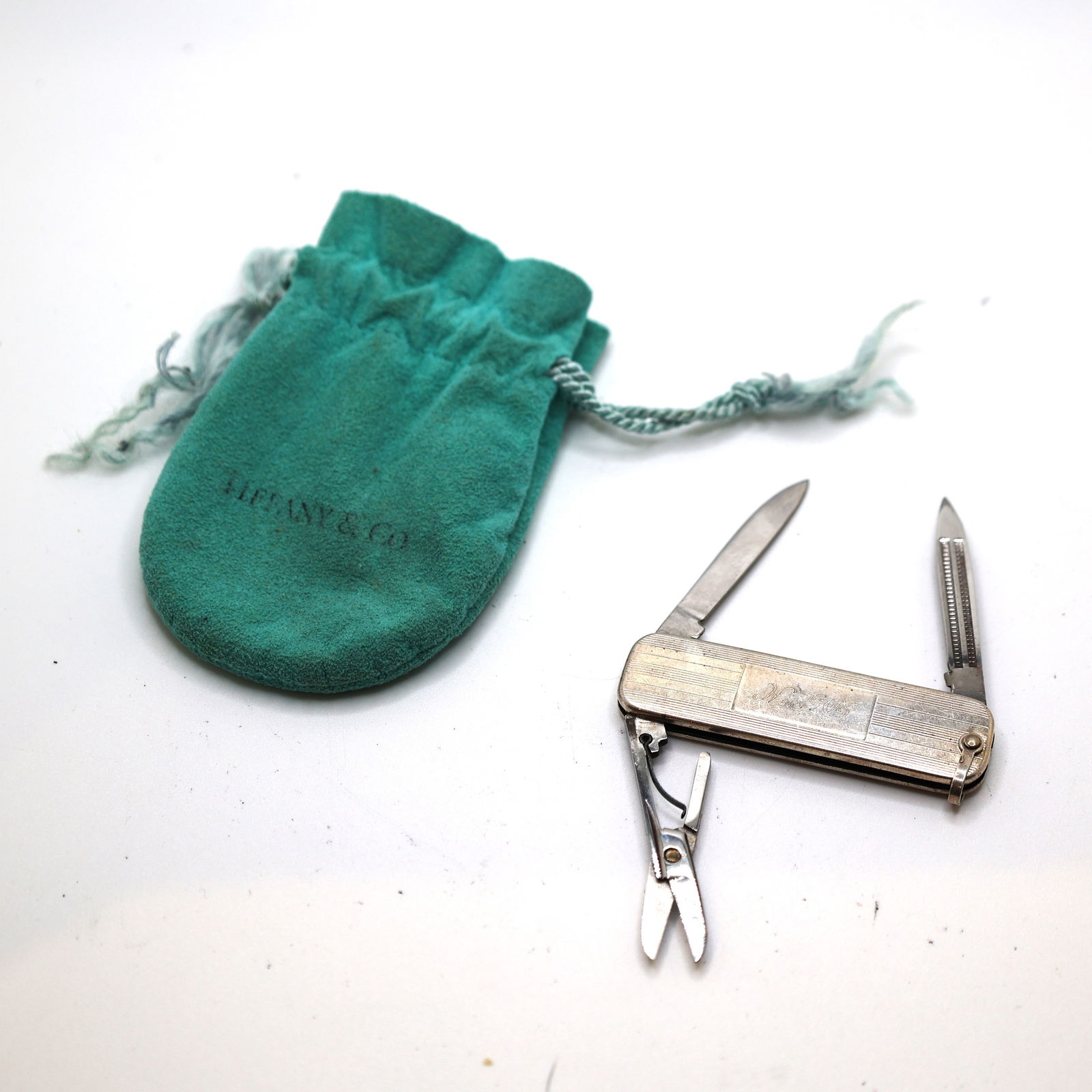 TIFFANY & CO .925 Sterling Silver Pen Knife with Blade, Scissors and Nail File 2 1/4 in. length (1 of 5)