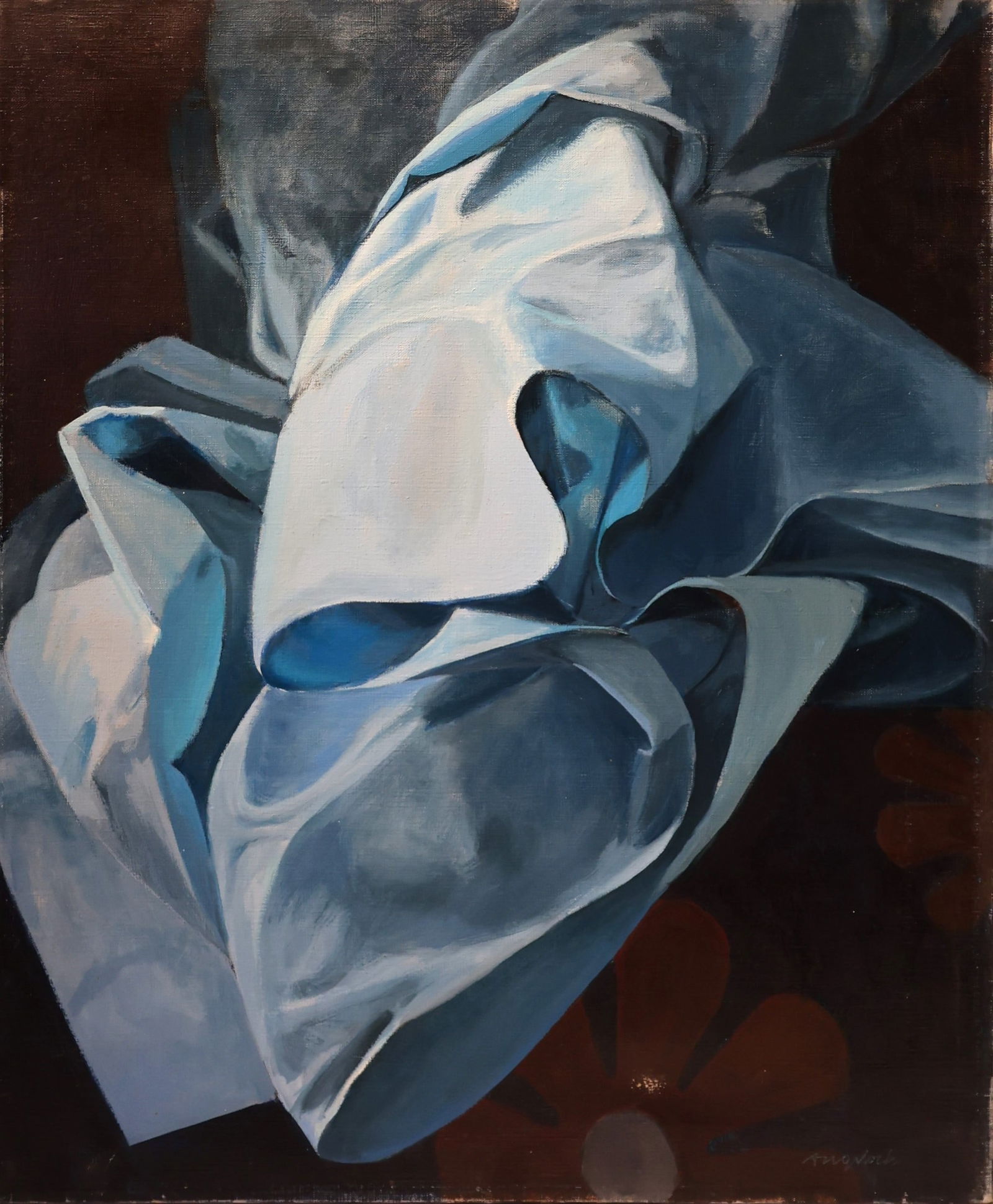 ROBERT ANGELOCH 1922-2011 Woodstock NY - BLUE LINEN Oil on Canvas Painting. Signed: ANGELOCH (1 of 5)