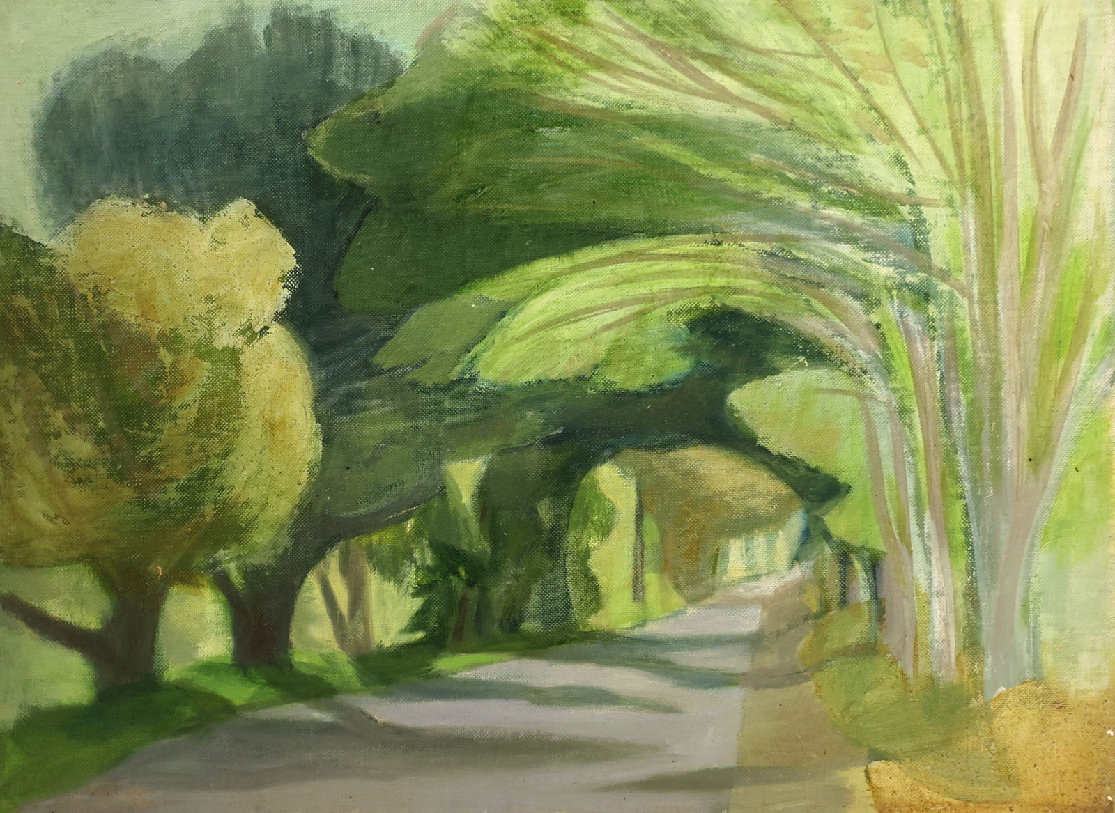 ROBERT ANGELOCH 1922-2011 Woodstock NY - ROAD THROUGH WOODLAND Oil on board Painting, Circa 1960s.. (1 of 4)